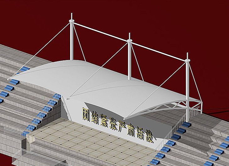 公交站台膜结构,蔬菜生产基地膜结构,表演中心舞台膜结构